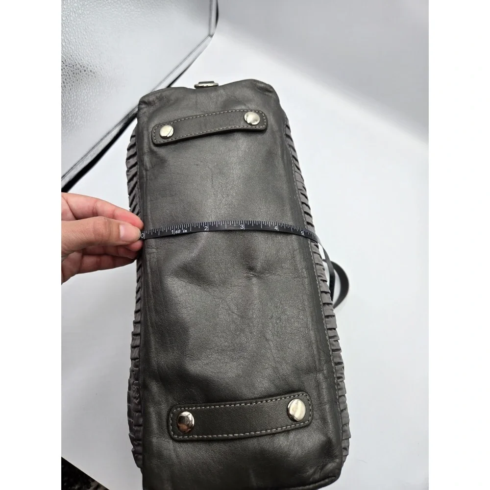 Coach Ashley Gathered Satin Satchel Bag Gray